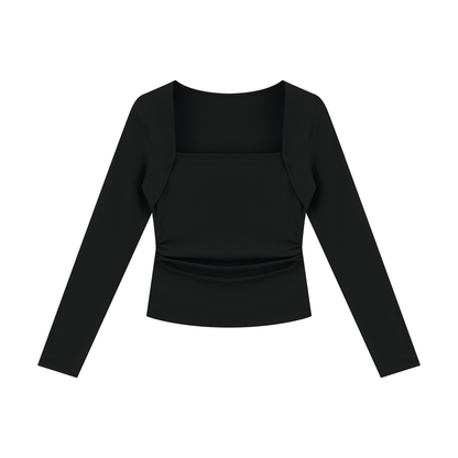 Women's Ruched Long Sleeve T-Shirt in black