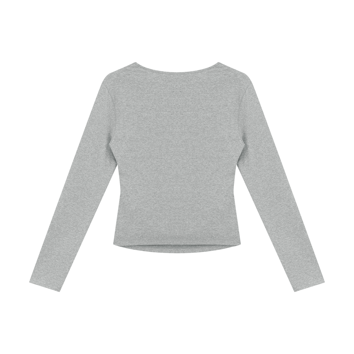 Women's Ruched Long Sleeve T-Shirt in flower gray, alternate angle