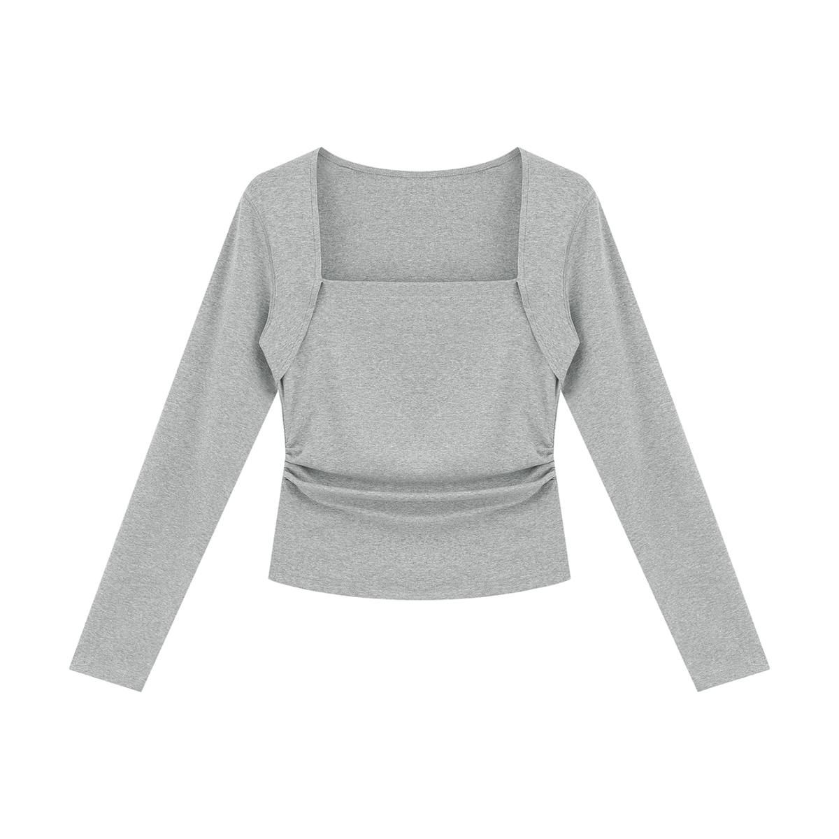 Women's Ruched Long Sleeve T-Shirt in flower gray