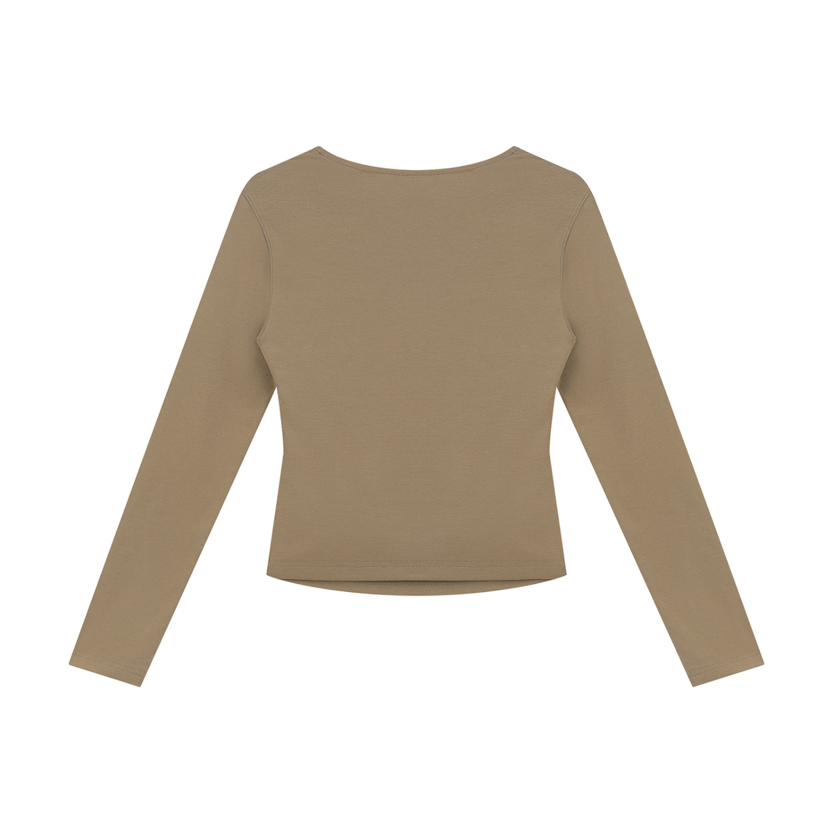 Women's Ruched Long Sleeve T-Shirt in light coffee, alternate angle