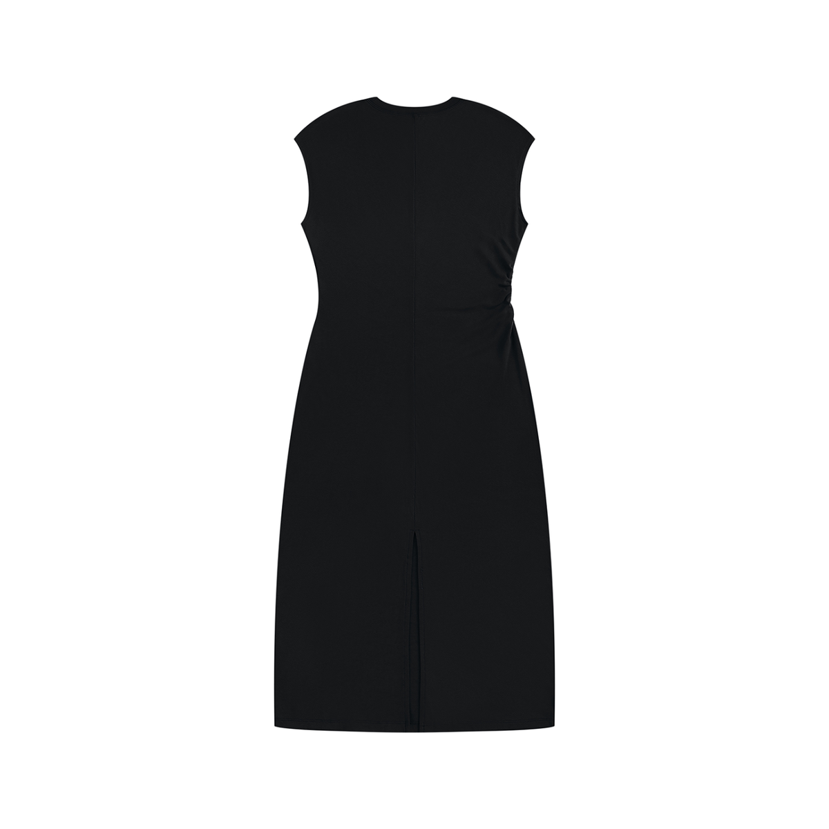 Women's Ruched Sleeveless Dress in black, alternate angle