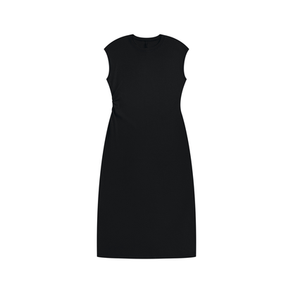 Women's Ruched Sleeveless Dress in black