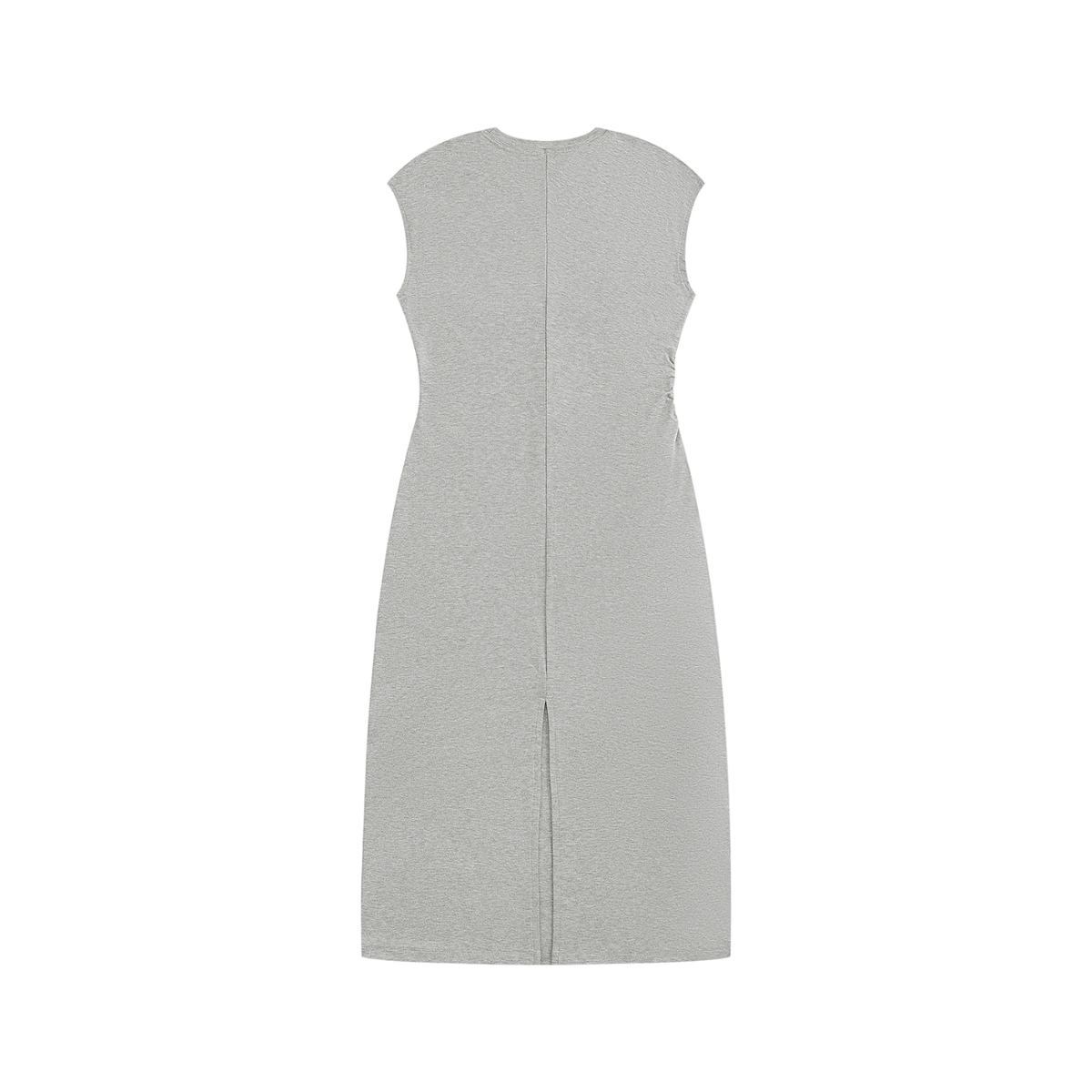 Women's Ruched Sleeveless Dress in flower gray, alternate angle