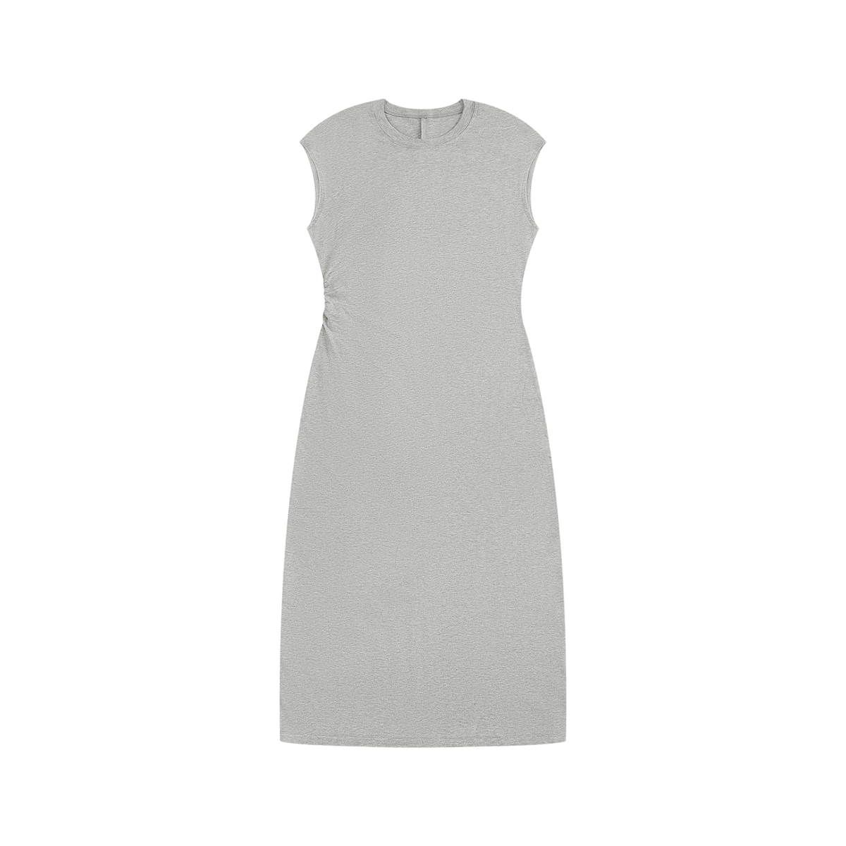 Women's Ruched Sleeveless Dress in flower gray