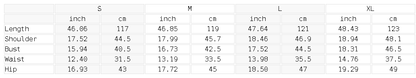 Size chart for the Women's Ruched Sleeveless Dress
