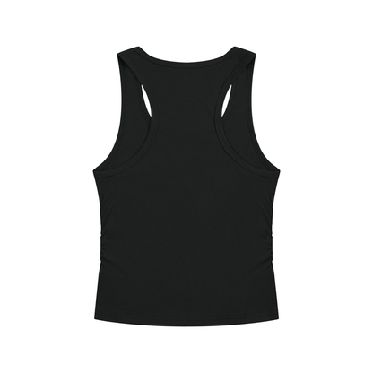 Women's Ruched Tank Top in black, alternate angle