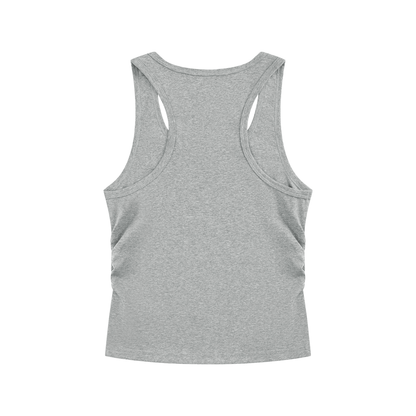 Women's Ruched Tank Top in flower gray, alternate angle