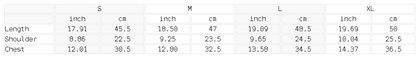 Size chart for the Women's Ruched Tank Top