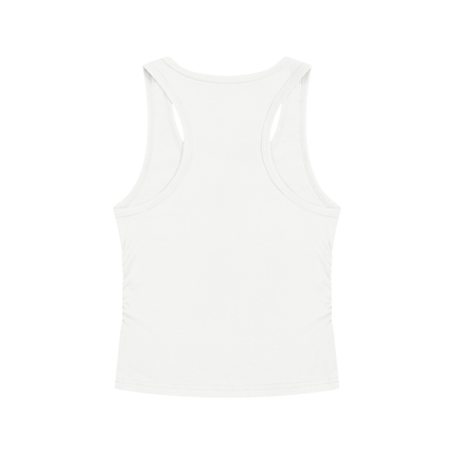 Women's Ruched Tank Top in white, alternate angle