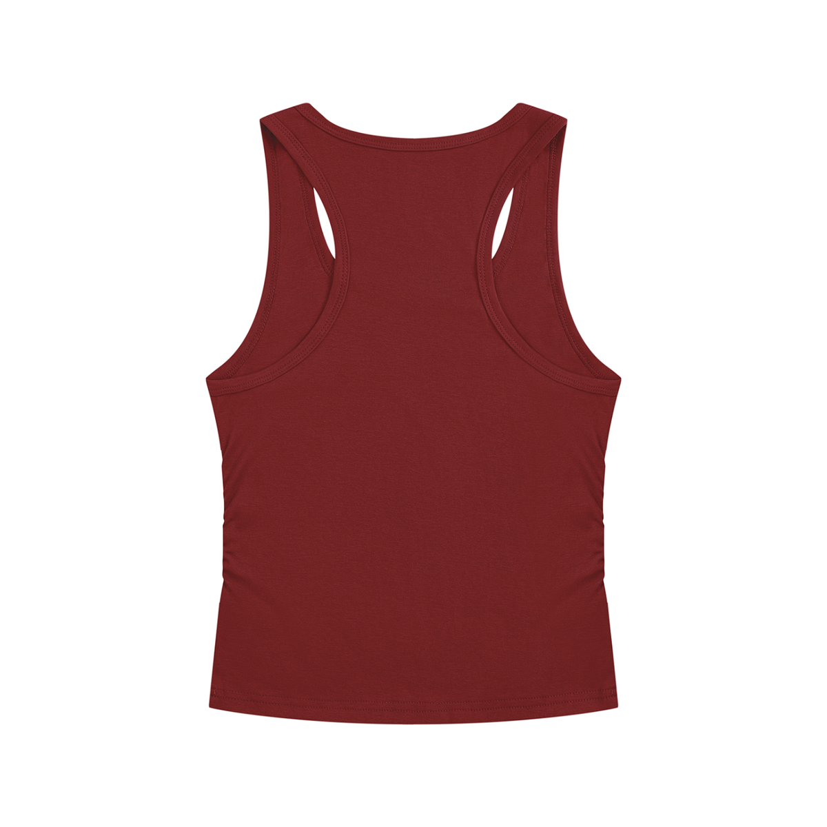 Women's Ruched Tank Top in wine red, alternate angle