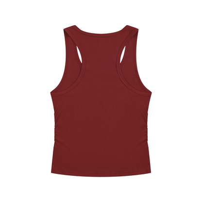 Women's Ruched Tank Top in wine red, alternate angle