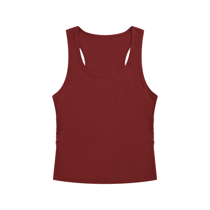 Women's Ruched Tank Top in wine red