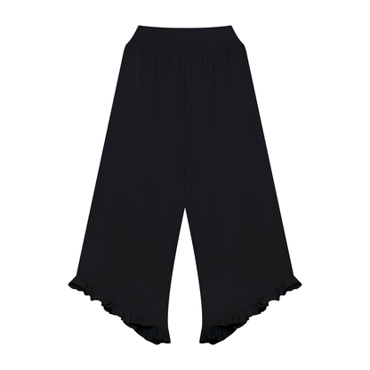 Women's Ruched Wide Leg Pants in black, alternate angle