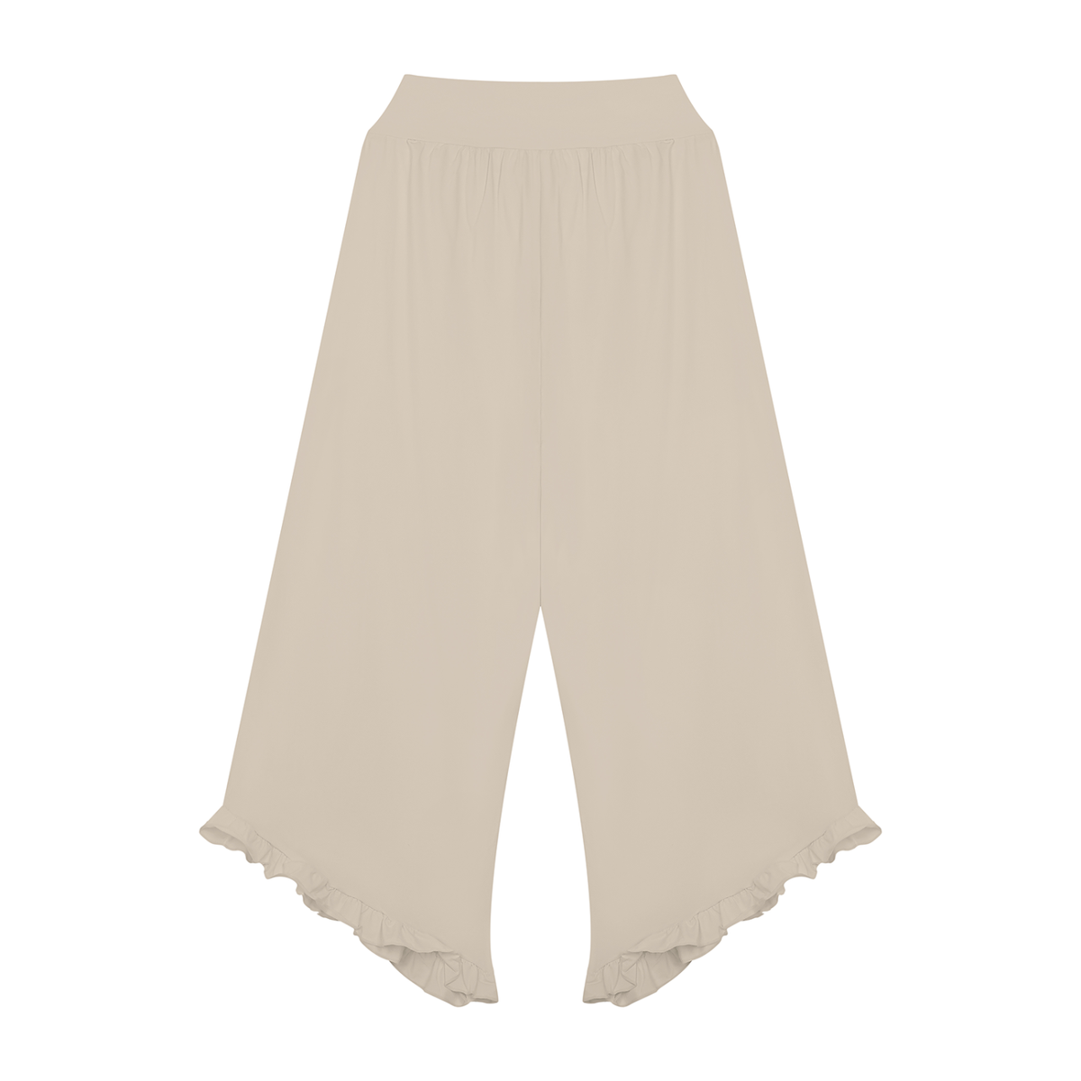 Women's Ruched Wide Leg Pants in pale khaki, alternate angle