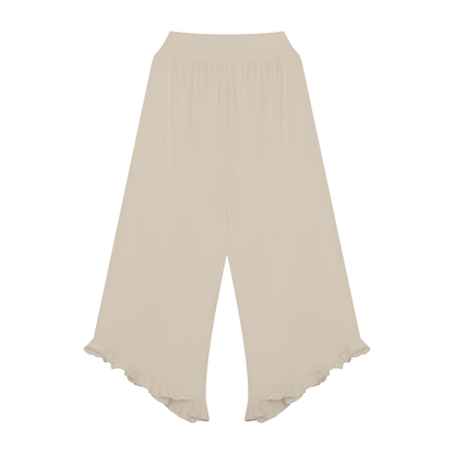 Women's Ruched Wide Leg Pants in pale khaki, alternate angle