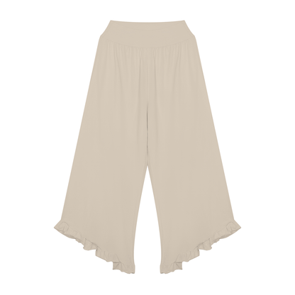 Women's Ruched Wide Leg Pants in pale khaki