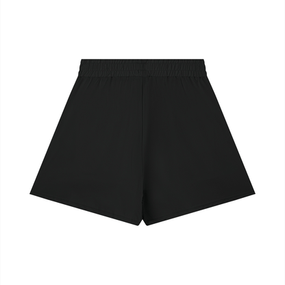 Women's Ruched Yoga Shorts in black, alternate angle