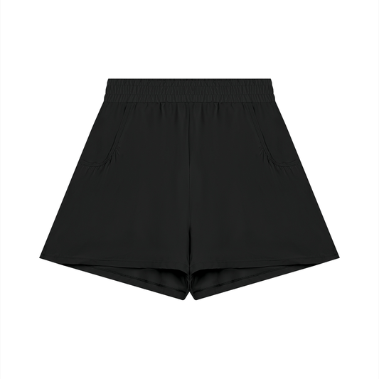 Women's Ruched Yoga Shorts in black