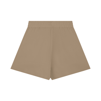 Women's Ruched Yoga Shorts in brown, alternate angle