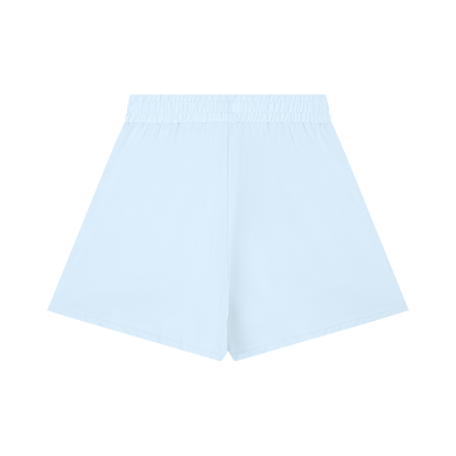 Women's Ruched Yoga Shorts in light blue, alternate angle