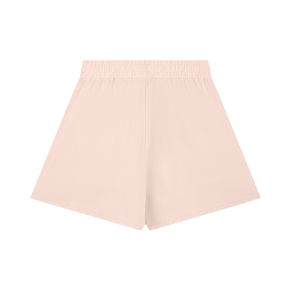 Women's Ruched Yoga Shorts in light pink, alternate angle