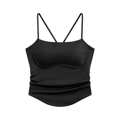 Women's Ruched Yoga Tank Top in black