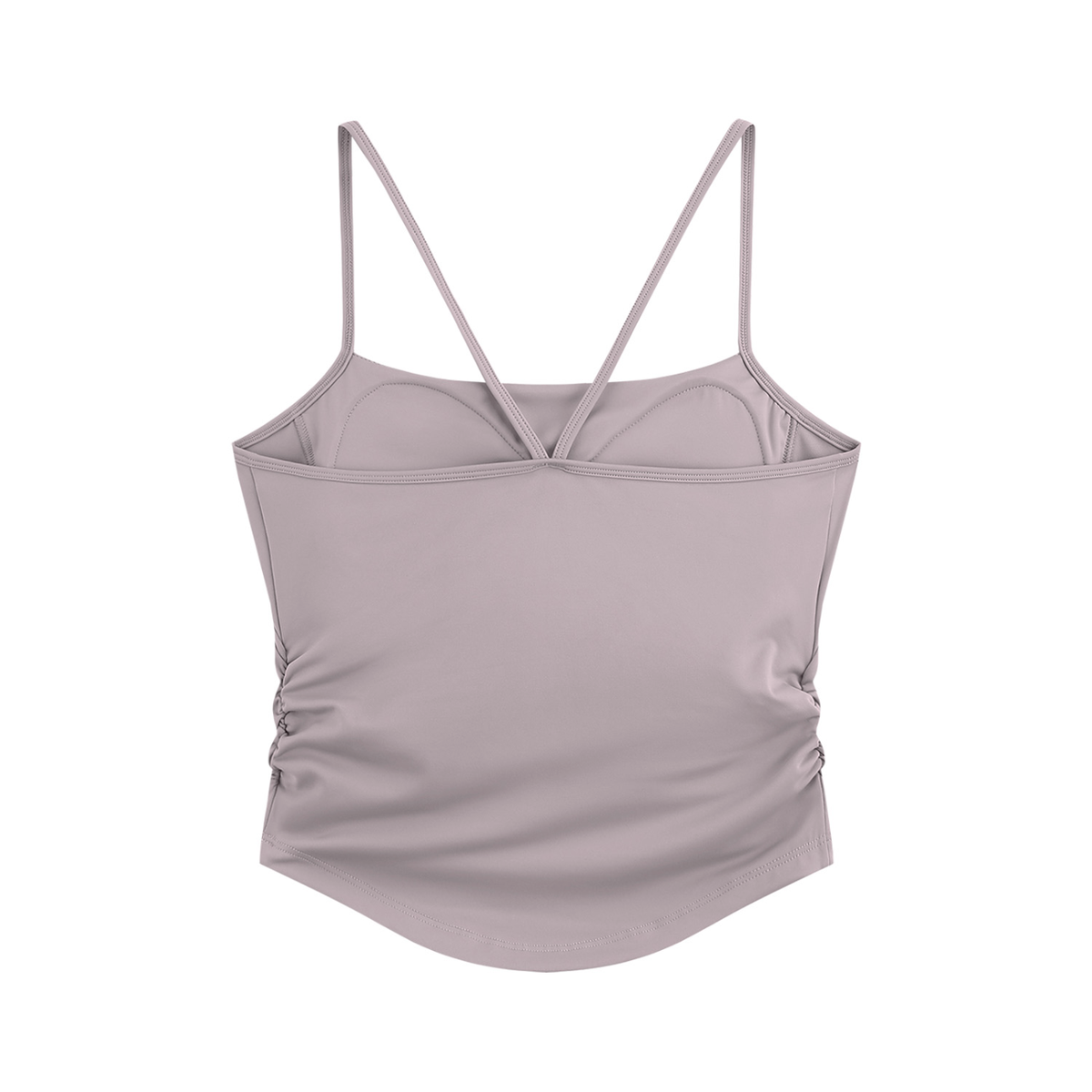 Women's Ruched Yoga Tank Top in gray purple, alternate angle