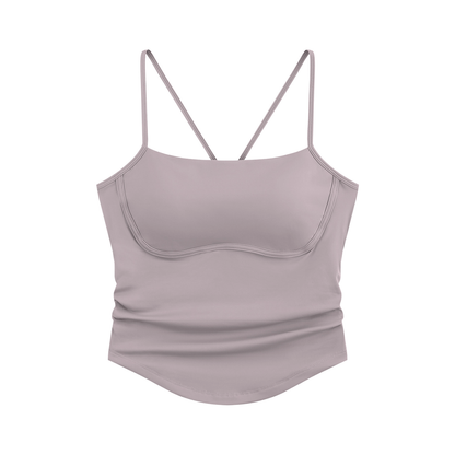 Women's Ruched Yoga Tank Top in gray purple