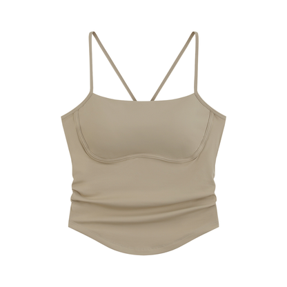 Women's Ruched Yoga Tank Top in pale khaki