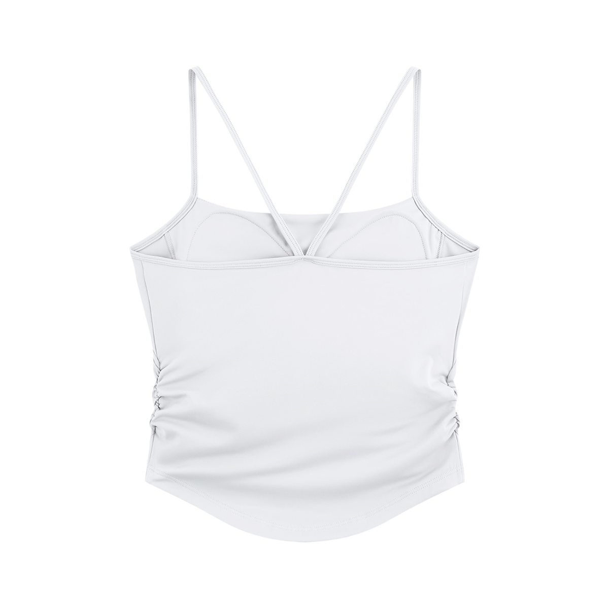 Women's Ruched Yoga Tank Top in white, alternate angle