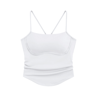 Women's Ruched Yoga Tank Top in white