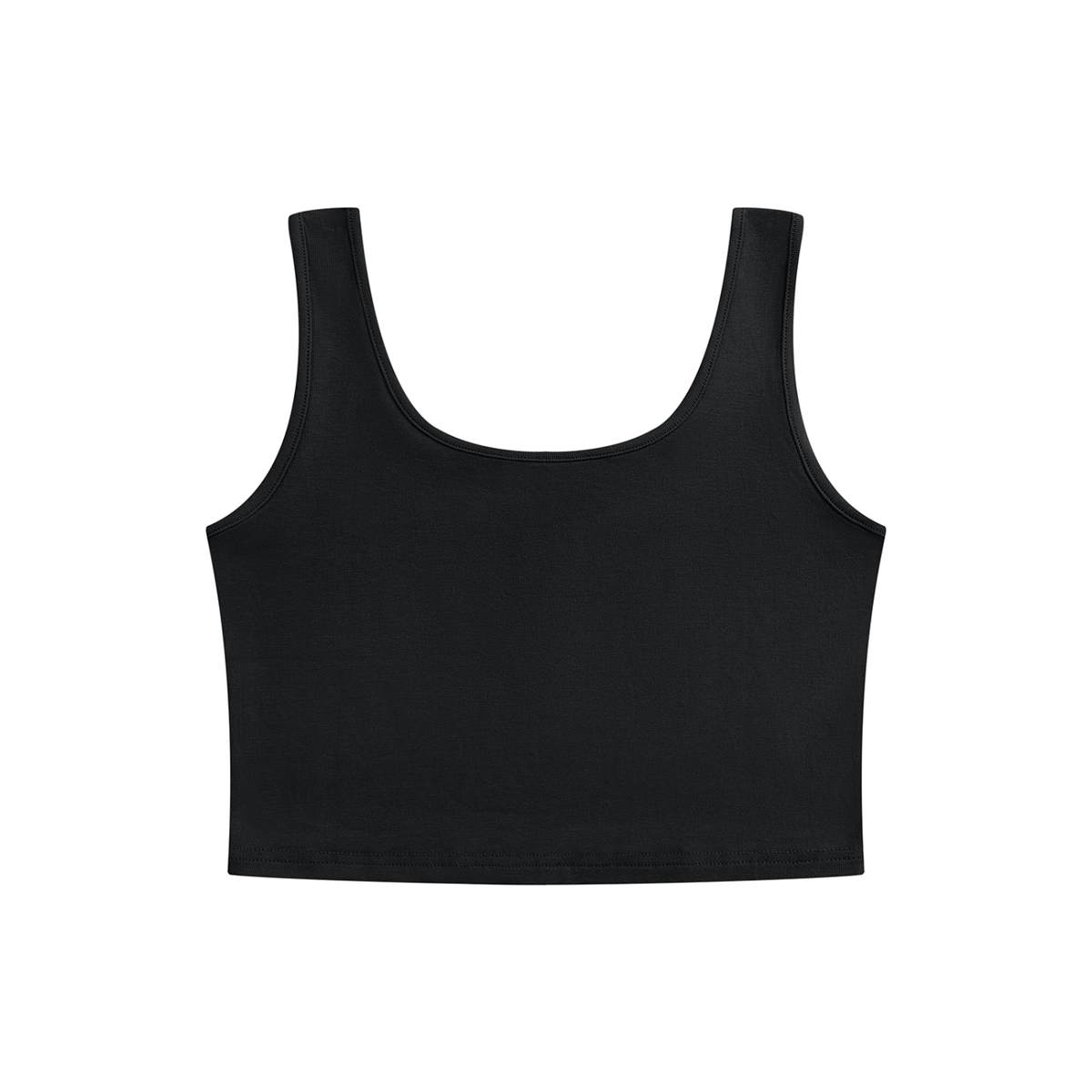 Women's Scoop Neck Cropped Tank Top in black, alternate angle