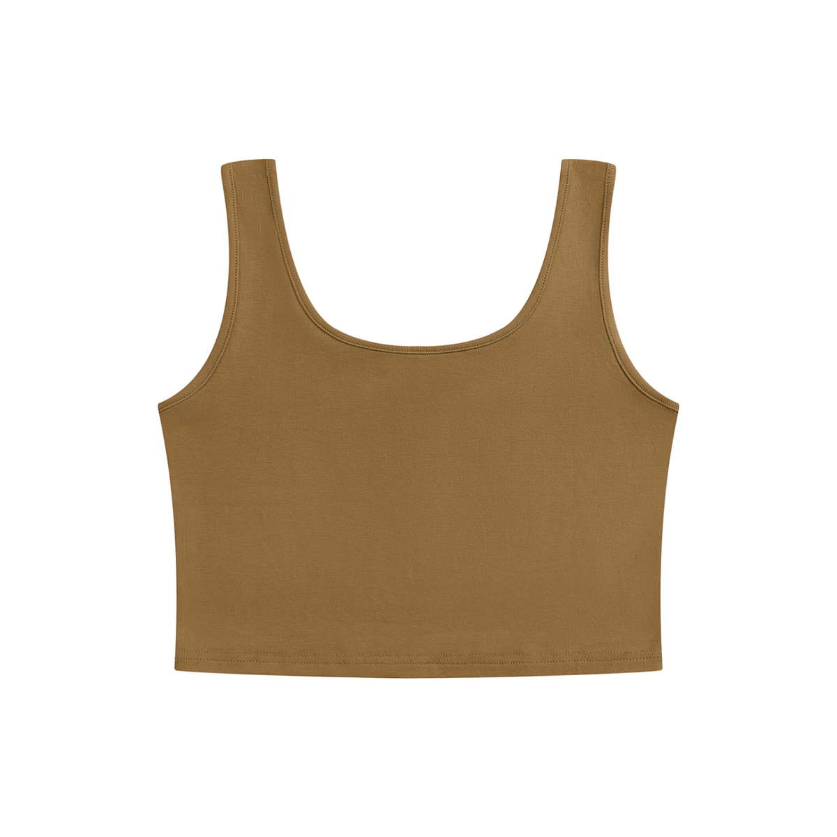 Women's Scoop Neck Cropped Tank Top in brown, alternate angle