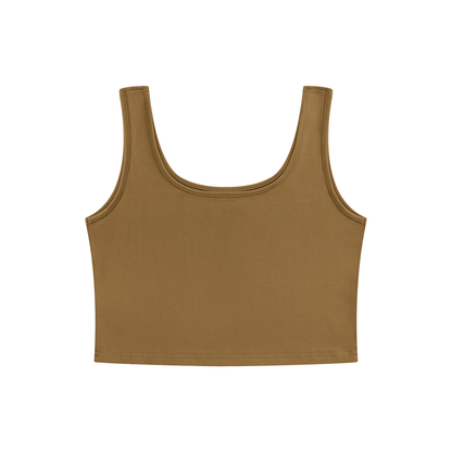 Women's Scoop Neck Cropped Tank Top in brown