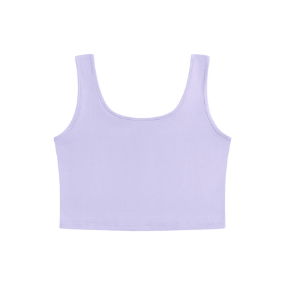 Women's Scoop Neck Cropped Tank Top in light purple, alternate angle