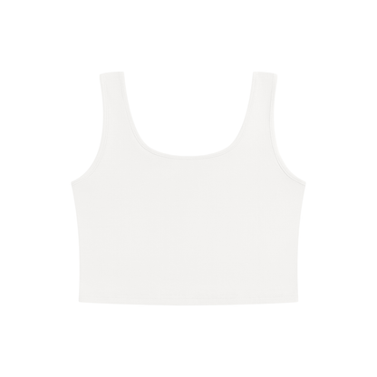 Women's Scoop Neck Cropped Tank Top in white, alternate angle