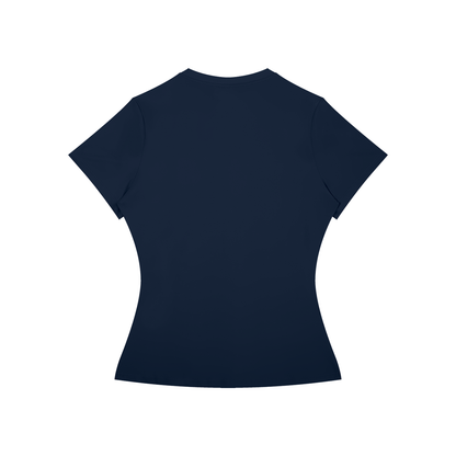 Women's Skinny Fit Performance T-Shirt in navy blue, alternate angle