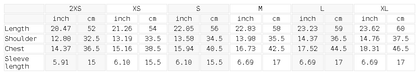 Size chart for the Women's Skinny Fit Performance T-Shirt