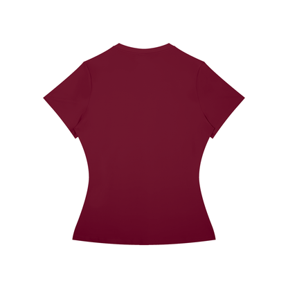 Women's Skinny Fit Performance T-Shirt in wine red, alternate angle