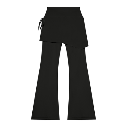 Women's Skirted Flare Yoga Leggings in black, alternate angle