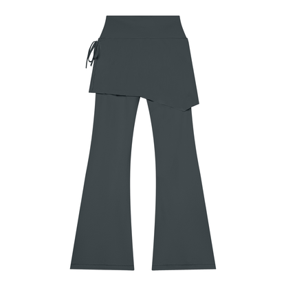 Women's Skirted Flare Yoga Leggings in dark gray, alternate angle