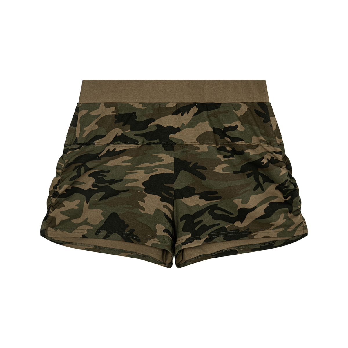 Women's Slim Camo Shorts in army green camo