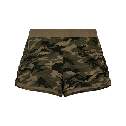 Women's Slim Camo Shorts in army green camo