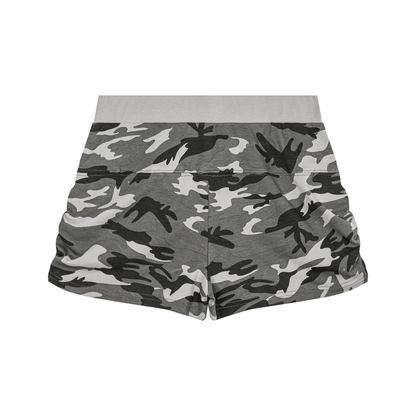 Women's Slim Camo Shorts in gray camo, alternate angle