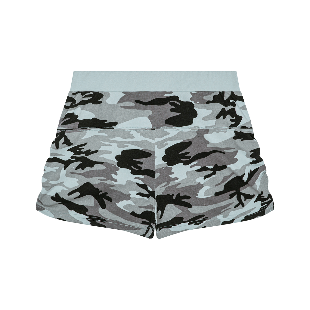 Women's Slim Camo Shorts in light blue camo, alternate angle