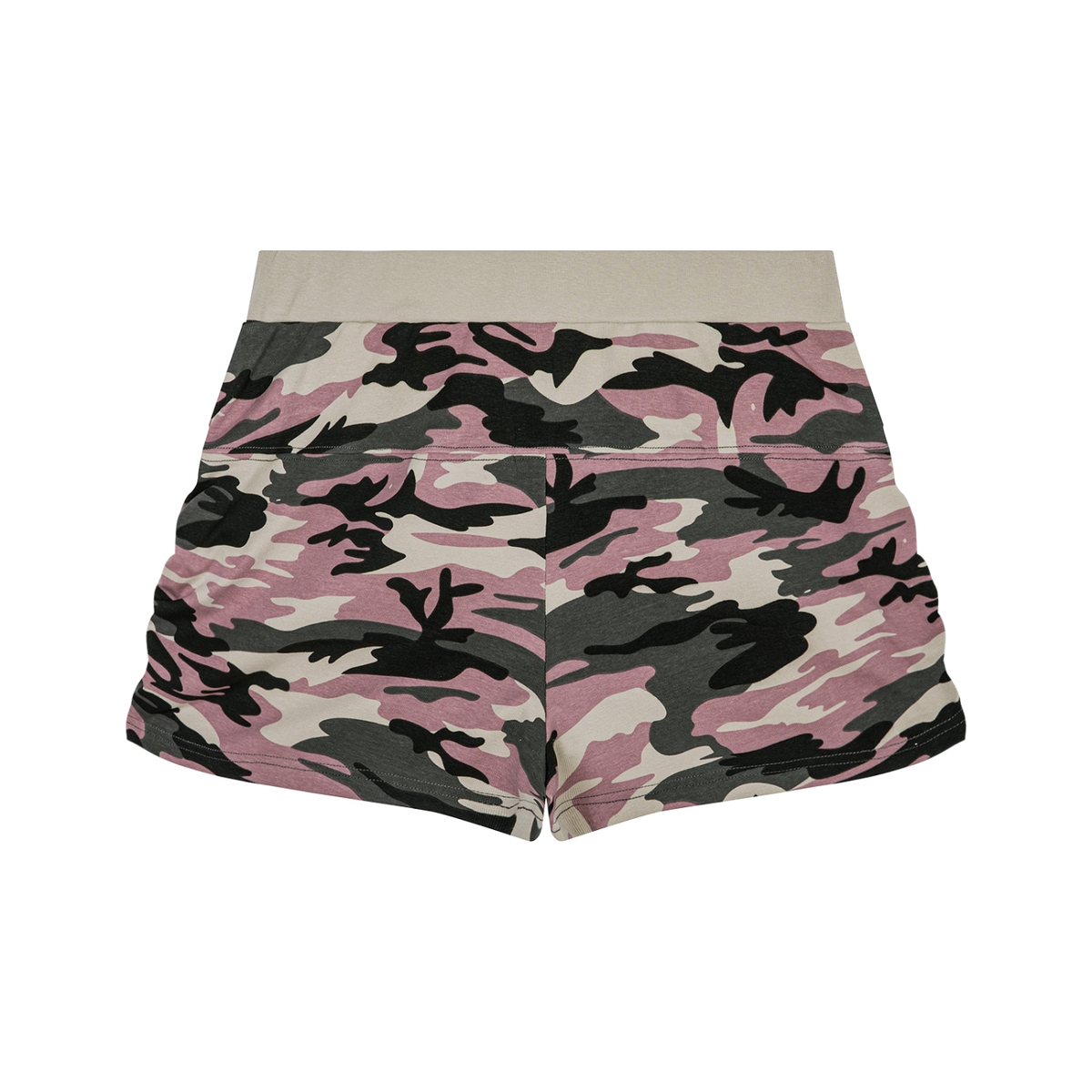 Women's Slim Camo Shorts in pink camo, alternate angle