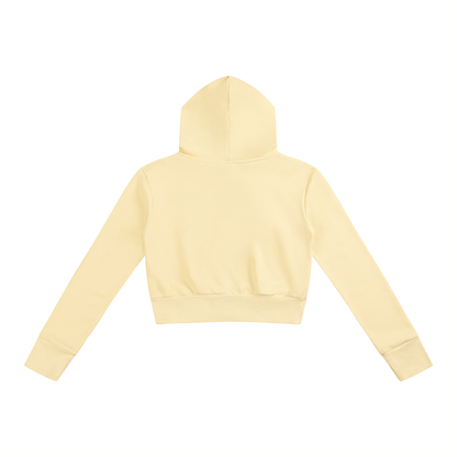 Women's Slim Crop Full Zip Hoodie in apricot, alternate angle