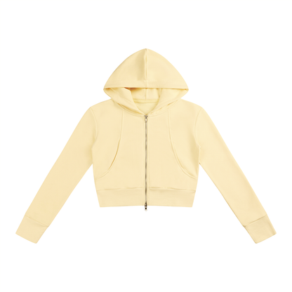 Women's Slim Crop Full Zip Hoodie in apricot