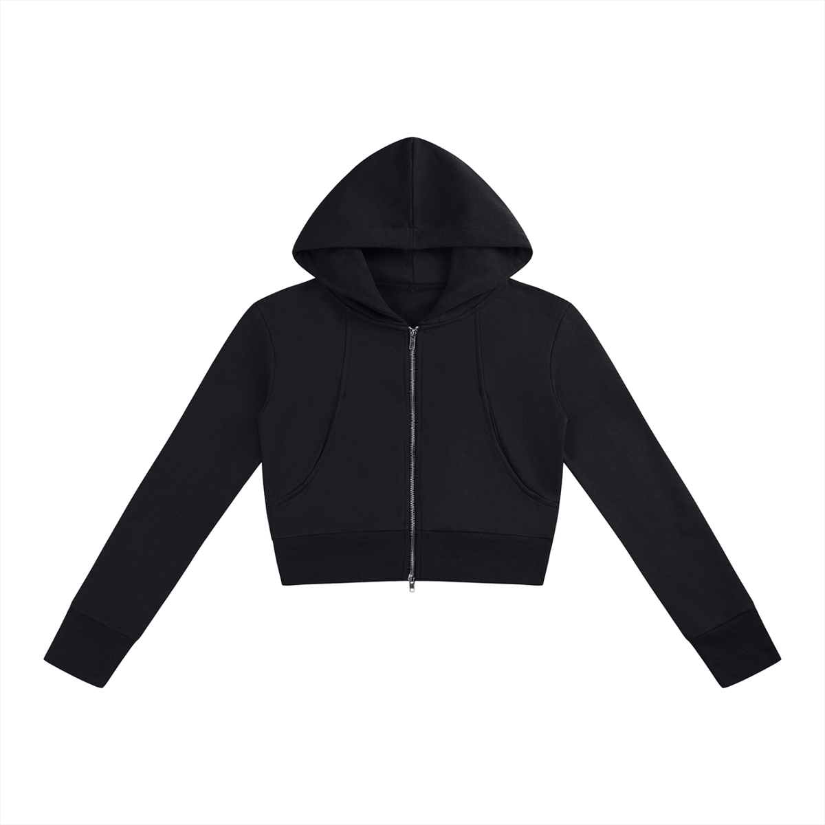Women's Slim Crop Full Zip Hoodie in black