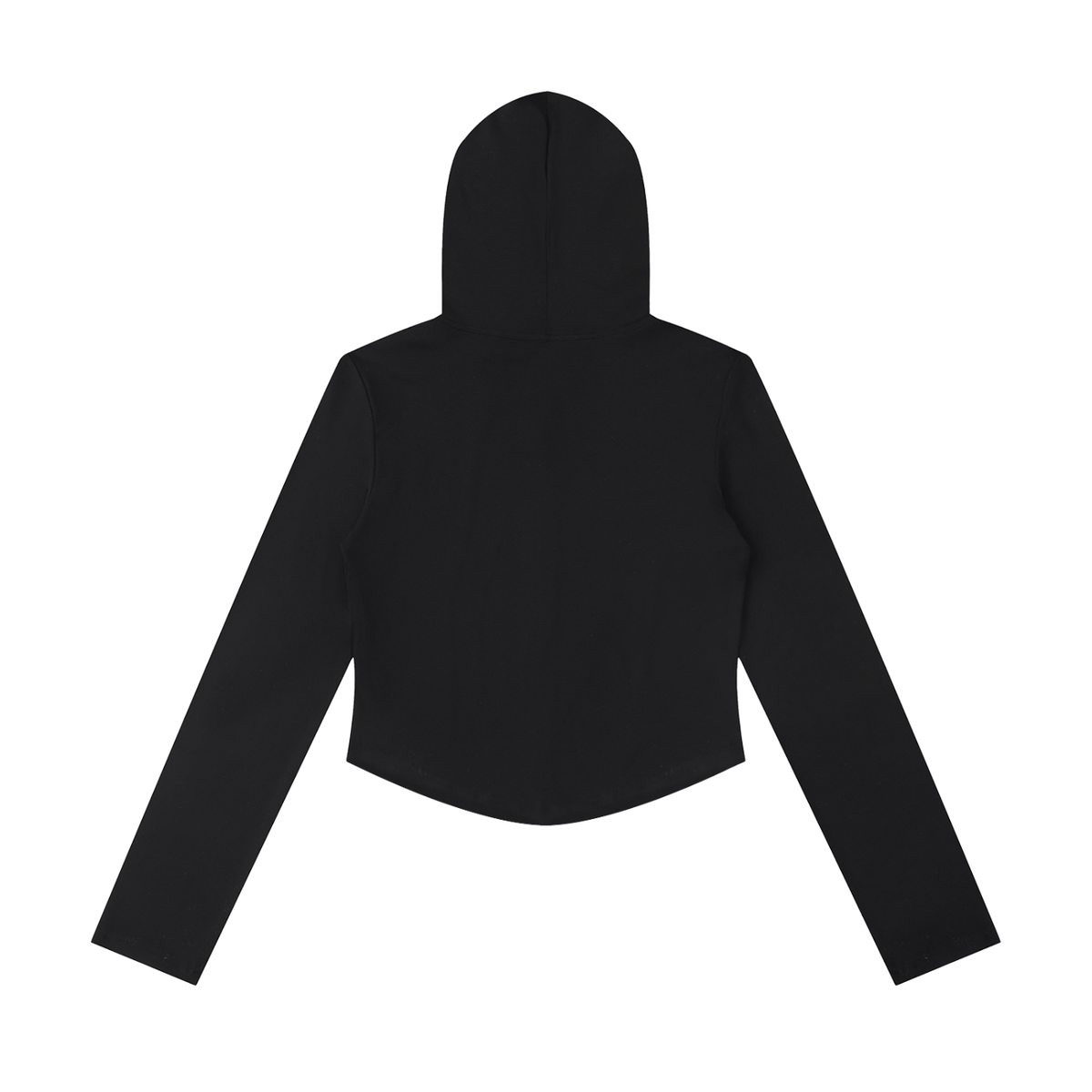 Women's Slim Cropped Full Zip Hoodie in black, alternate angle